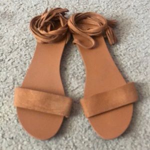 brown suede wrap around sandals